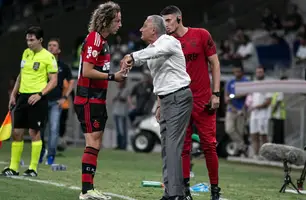 David Luiz e Tite durante a partida contra o Cruzeiro, em 19 de outubro (Foto: Reprodução)