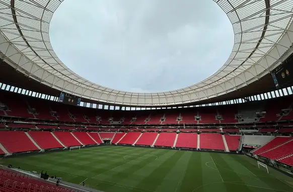 O Mané Garrincha passará por troca parcial de gramado para receber Flamengo x Santos (Foto: Reprodução)