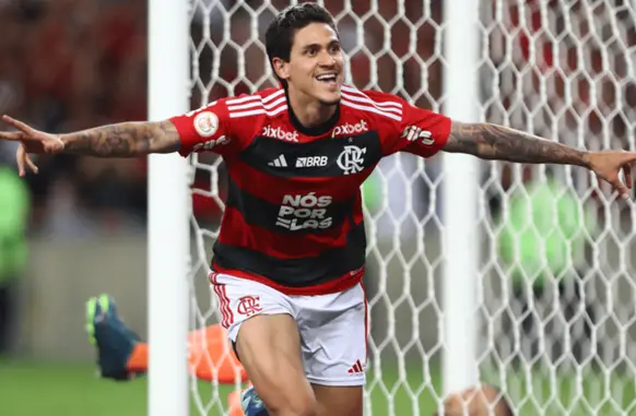 Pedro marcou dois gols na vitória do Flamengo sobre o Palmeiras (Foto: Gilvan de Souza/CRF)