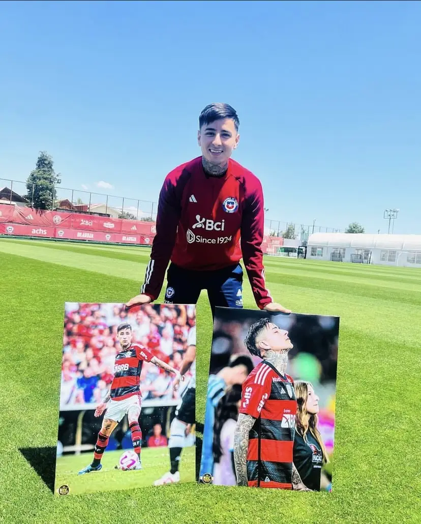 Pulgar publica foto com os dois quadros que ganhou de presente do fã chileno