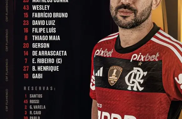 Escalação oficial para o jogo contra o Olimpia (PAR) pela Libertadores (Foto: Instagram/ Flamengo)