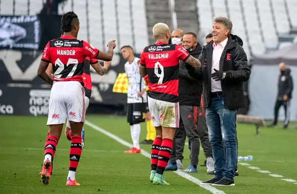 Gabigol e Renato Gaúcho trabalharam juntos em 2021 (Foto: FlaResenha)