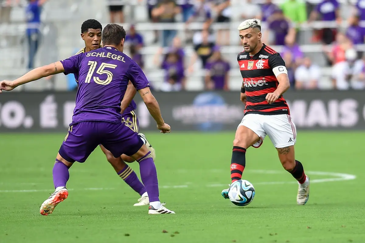 Arrascaeta, em jogo amistoso do Flamengo contra Orlando City