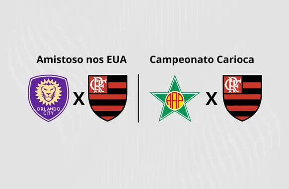 Orlando City x Flamengo e Portuguesa-RJ x Flamengo (Foto: Divulgação)