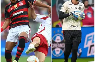 Daniel Sales na final do Intercontinental Sub-20 e Caio Barone antes de Grêmio x Flamengo (Foto: Gilvan de Souza e Marcelo Cortes/Flamengo)