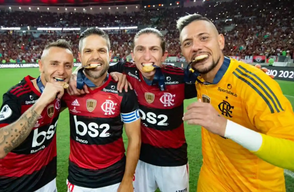 Rafinha, Diego Ribas, Filipe Luís e Diego Alves, a famosa "Geração 85" do Flamengo (Foto: Divulgação/Flamengo)