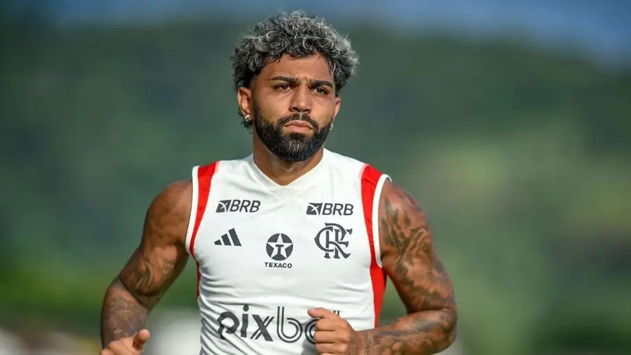 Gabigol, atacante do Flamengo, durante treino no CT do Ninho do Urubu, no Rio de Janeiro