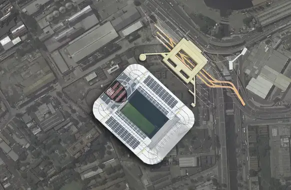 Projeto de estádio do Flamengo no Gasômetro, na região do Centro do Rio (Foto: Prefeitura do Rio/Cdurp)