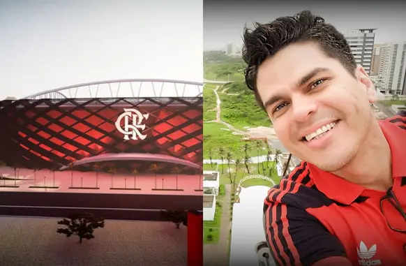 Projeto para o estádio do Flamengo e o arquiteto teresinense Francis Júnior (Foto: Divulgação / Governo do Piauí / Arte Mengo Mania)