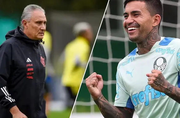 Tite e Dudu (Foto: Marcelo Cortes/Flamengo / Instagram @7_dudu)