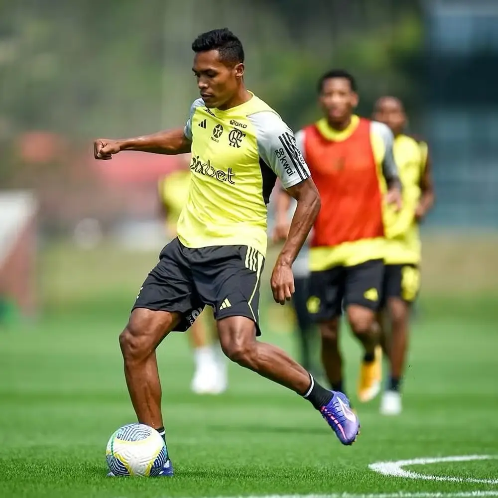 Alex Sandro em ação no treino do Flamengo