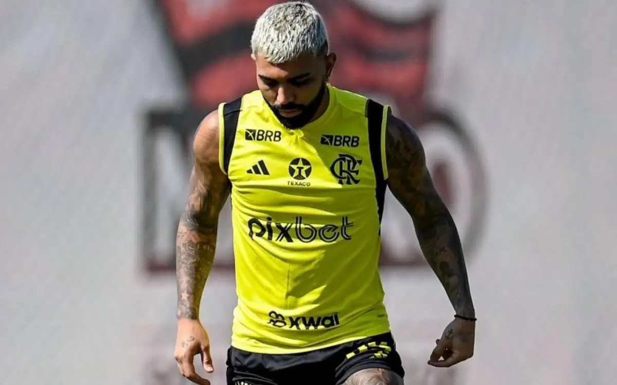 Gabigol em treino no Ninho do Urubu