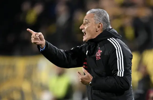 Tite orienta o Flamengo no jogo contra o Peñarol (Foto: Eitan Abramovich / AFP)