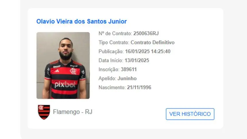 Juninho tem nome publicado no BID