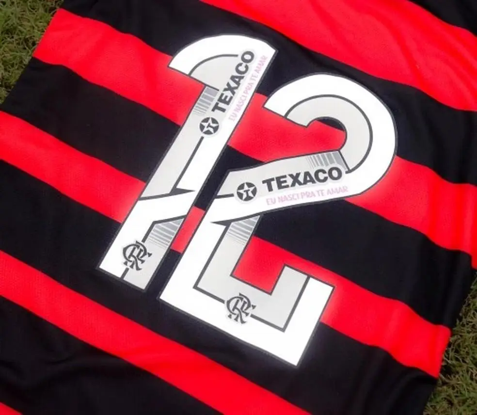 Patrocínio da Texaco nos números da camisa do Flamengo