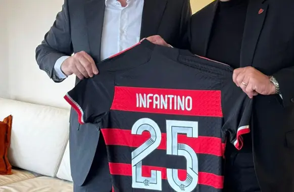 Presidente do Flamengo, Luiz Eduardo Baptista, ao lado de Infantino (Foto: Divulgação / Flamengo)