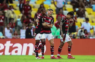 Wallace Yan (à esquerda) marcou na vitória do Flamengo sobre o Sampaio Corrêa (Foto: Gilvan de Souza/Flamengo)