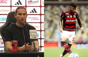 Filipe Luís sobe o tom e cobra Emerson Royal após jogo do Flamengo (Foto: Reprodução / Flamengo TV e Adriano Fontes/Flamengo)