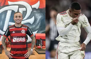 Quem deve ser titular? Samuel Lino e Cebolinha brigam pela ponta esquerda do Flamengo. (Foto: Divulgação / Flamengo / Redes Sociais)