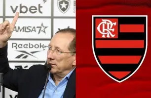 John Textor surta com título do Flamengo e critica arbitragem após jogo contra o Palmeiras, pela Libertadores (Foto: Divulgação/Botafogo e Flamengo)