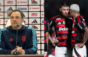 Técnico do Flamengo explica por que herói do Mundial não recebe oportunidades (Foto: Reprodução e CAIQUE COUFAL/FLAMENGO)