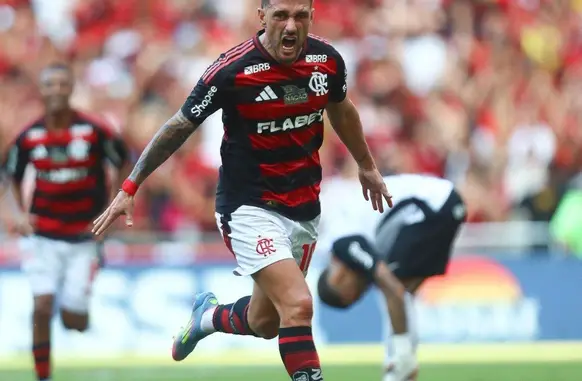 Arrascaeta comemora seu gol em Flamengo x Corinthians (Foto: Gilvan de Souza/Flamengo)