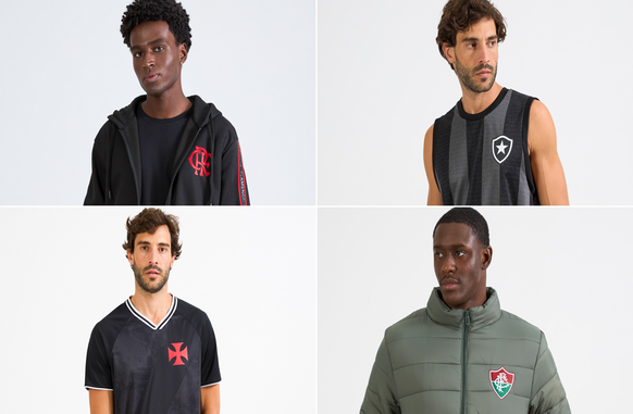 Empresa de Petrópolis (RJ) abre lançamentos de 2025 com coleção de inverno voltada para Flamengo, Fluminense, Botafogo e Vasco. (Foto: Divulgaçao/Braziline)