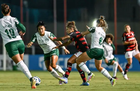 Lance de Flamengo x Palmeiras pelo Brasileiro Feminino (Foto: Nayra Halm/ Staff Images Woman/ CBF)