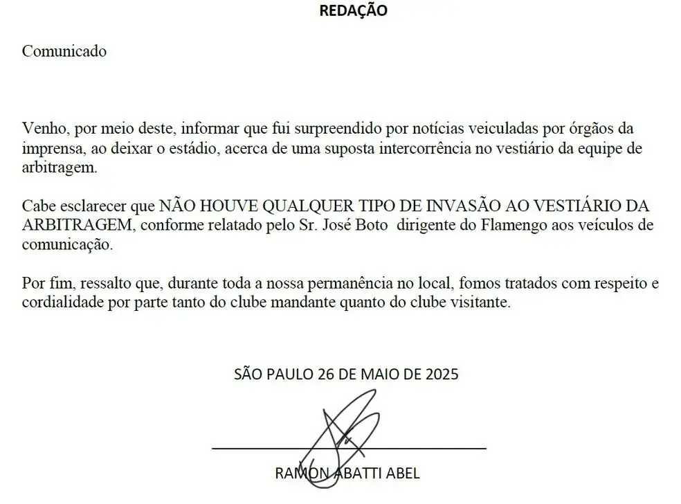 Árbitro faz adendo para negar tentativa de invasão em Palmeiras x Flamengo