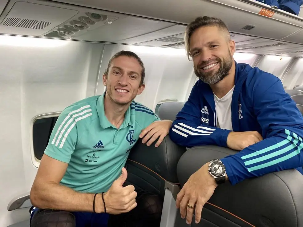 Filipe Luís e Diego na época que eram jogadores do Flamengo