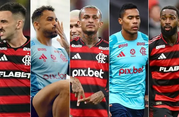 Ortiz, Danilo, Wesley, Alex Sandro e Gerson (Foto: Montagem sobre fotos)