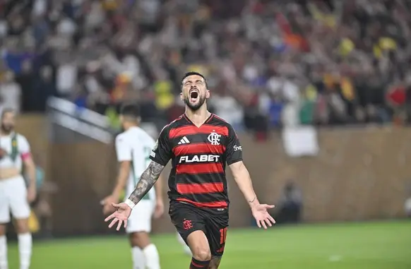 Arrascaeta comemora gol em Flamengo x Espérance (Foto: André Durão)