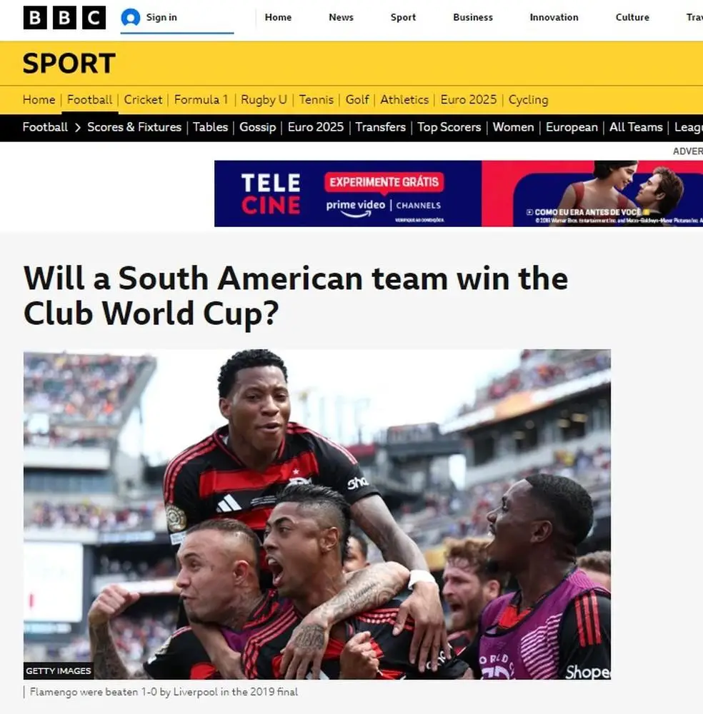 BBC de Londres repercute boa campanha dos times brasileiros