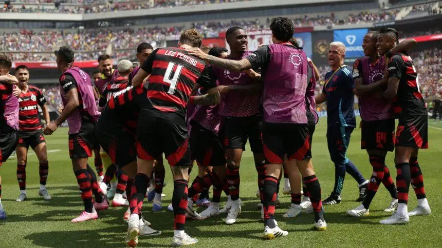 Flamengo x Chelsea, comemoração do gol.