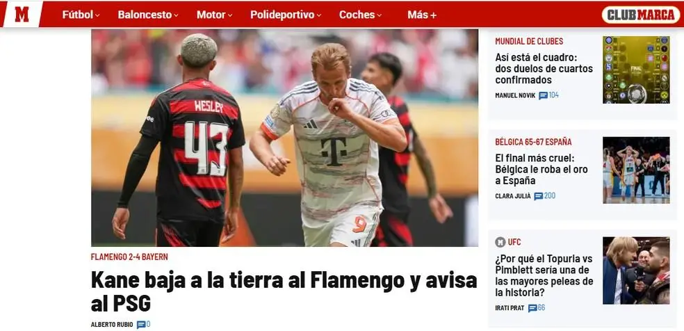 Marca repercute derrota do Flamengo
