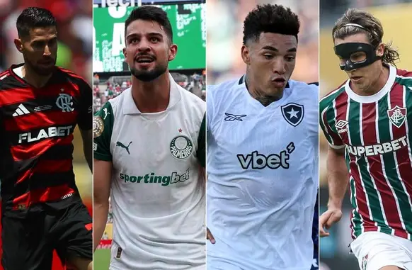 Times brasileiros no Mundial de Clubes (Foto: Gilvan de Souza/Flamengo, Vítor Silva/Botafogo, Cesar Greco/Palmeiras e Lucas Merçon / Fluminense F.C.)