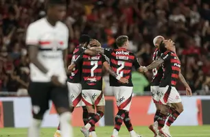 Comemoração dos jogadores do Flamengo (Foto: Gilvan de Souza/Flamengo)