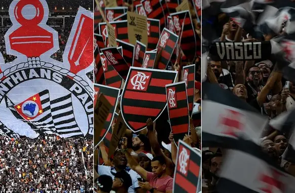Corinthians, Flamengo e Vasco (Foto: AFP Photo / Nelson Alemeida Marcelo Theobald; Alexandre Cassiano)