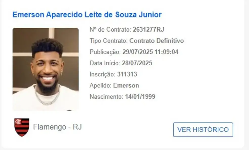 Emerson Royal é regularizado no BID da CBF