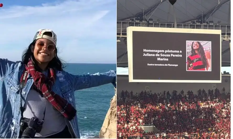 Juliana Marins é homenageada pelo Flamengo antes de partida no Maracanã