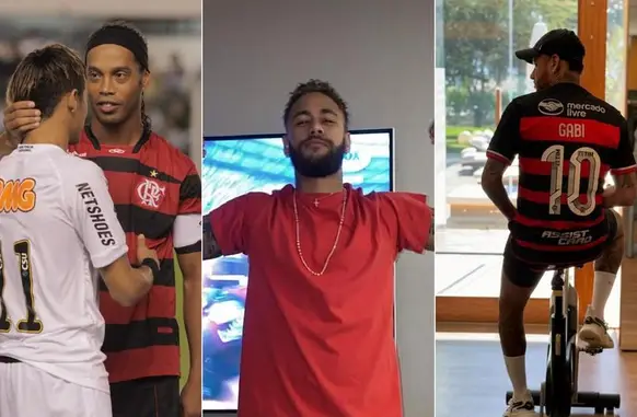 Neymar sempre expôs um desejo de jogar pelo Flamengo (Foto: Eliária Andrade / Agência o Globo; Reprodução; Reprodução)