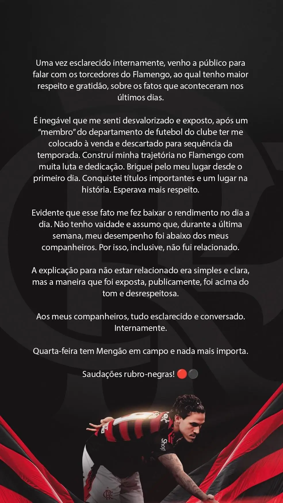 Pedro se manifesta no Flamengo
