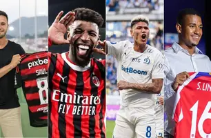 Saúl, Emerson Royal, Carrascal e Samuel Lino foram contratados (Foto: Gilvan de Souza/Flamengo; Reprodução; X/Dínamo Moscou; Divulgação/Atleti)