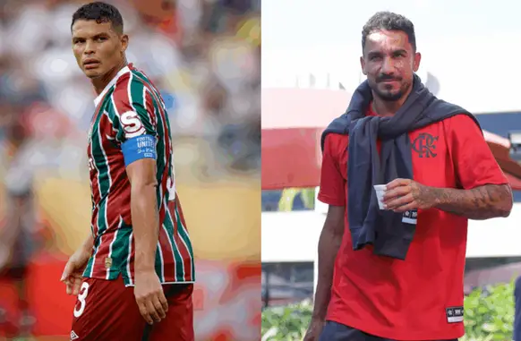 Thiago Silva e Danilo (Foto: Marcelo Gonçalves / Fluminense / Gilvan de Souza / Flamengo)