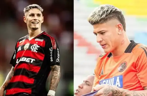 Varela e Jorge Carrascal (Foto: Divulgação Flamengo/Seleção Colomiana)