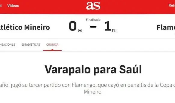 Eliminação do Flamengo é repercutida em jornal espanhol (Foto: Reprodução/As)