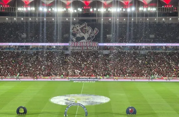 Mosaico da torcida do Flamengo na partida contra o Mirassol, pelo Brasileiro (Foto: Thiago Lima)