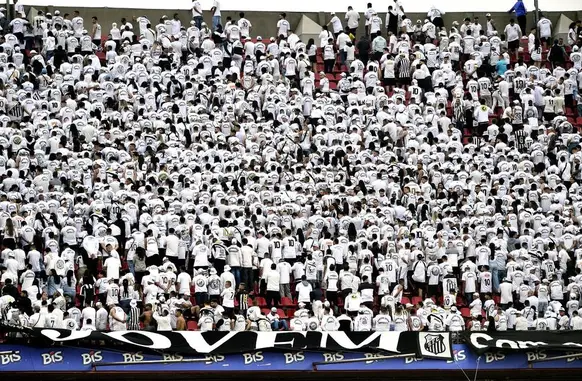 Torcida do Santos protesta durante a goleada sofrida em casa por 6 a 0 para o Vasco (Foto: Marcos Ribolli)