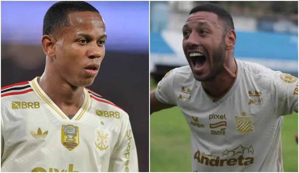 Uniformes do Flamengo (esquerda) e do Paulista (à direita)
