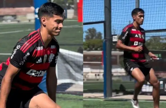 Jogador de time do Brasileirão treina com camisa do Flamengo e é alvo de xingamentos de torcedores (Foto: Reprodução)